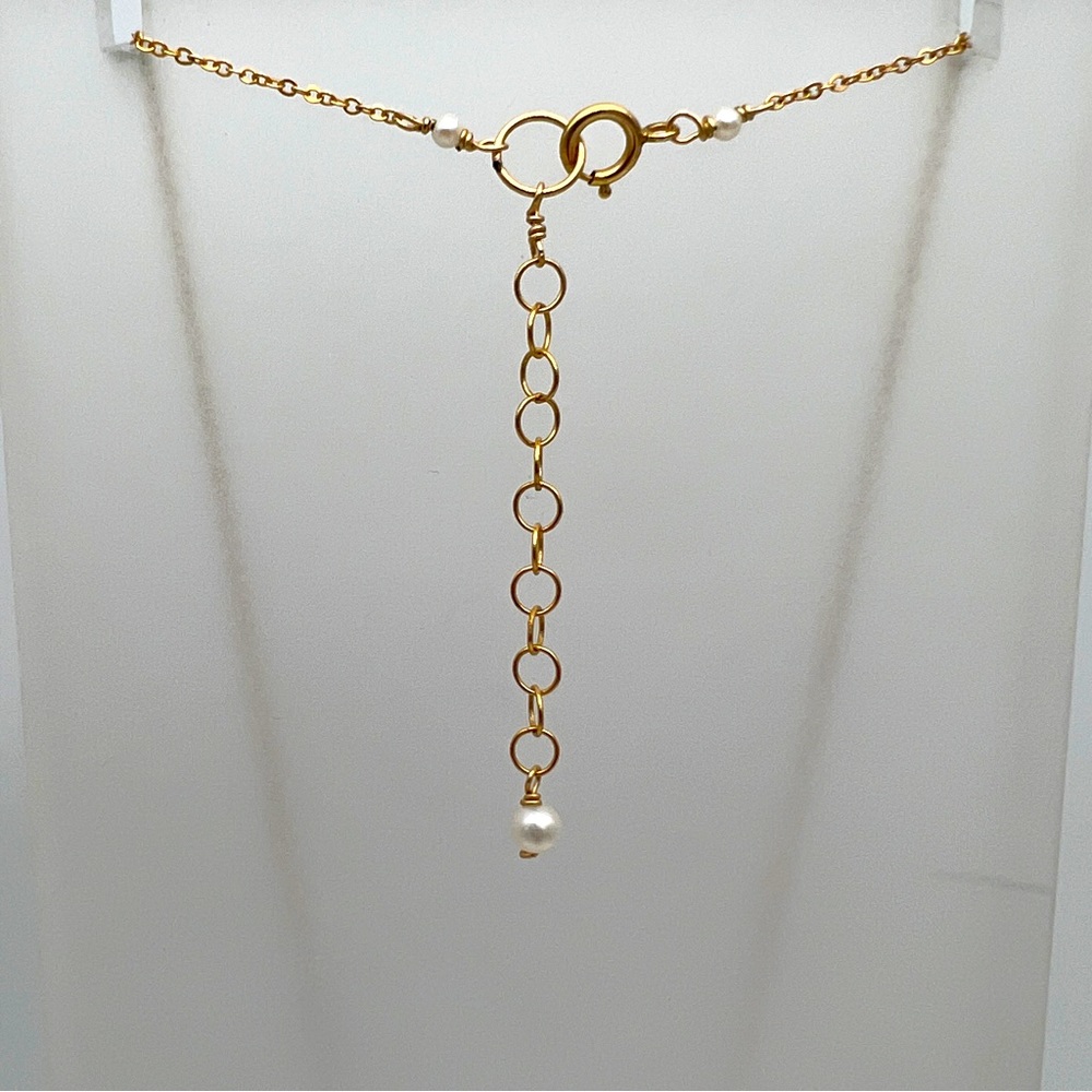 Gold Crescent Moon Pendant Necklace with Star Accent - Picture 4 of 4